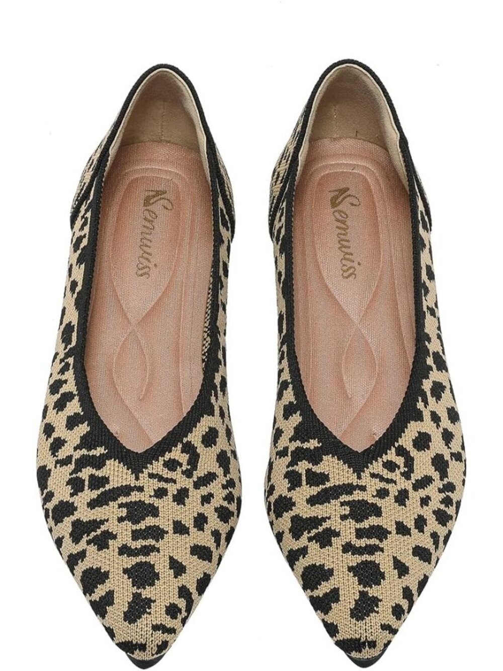 Women's Leopard 2 Pointed Toe Ballet Comfortable Casual Dressy Work Flats Shoes